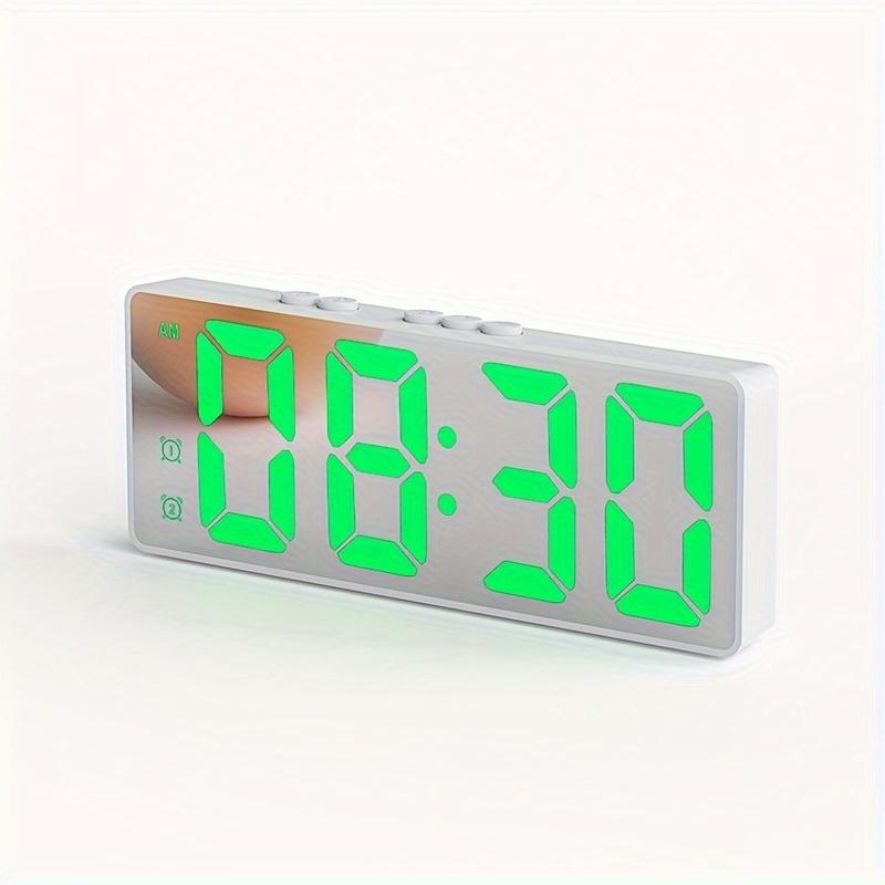 LED Alarm Clock Electronic Student Digital Clock Voice Control Dual Snooze 12/24H Alarms Temperature Mute Table Clock