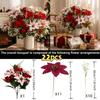 14/22PC Set Christmas Poinsettia Flower Bouquet Red White Berry Poinsettia for Fireplaces Stair Railings Christmas Dining Table