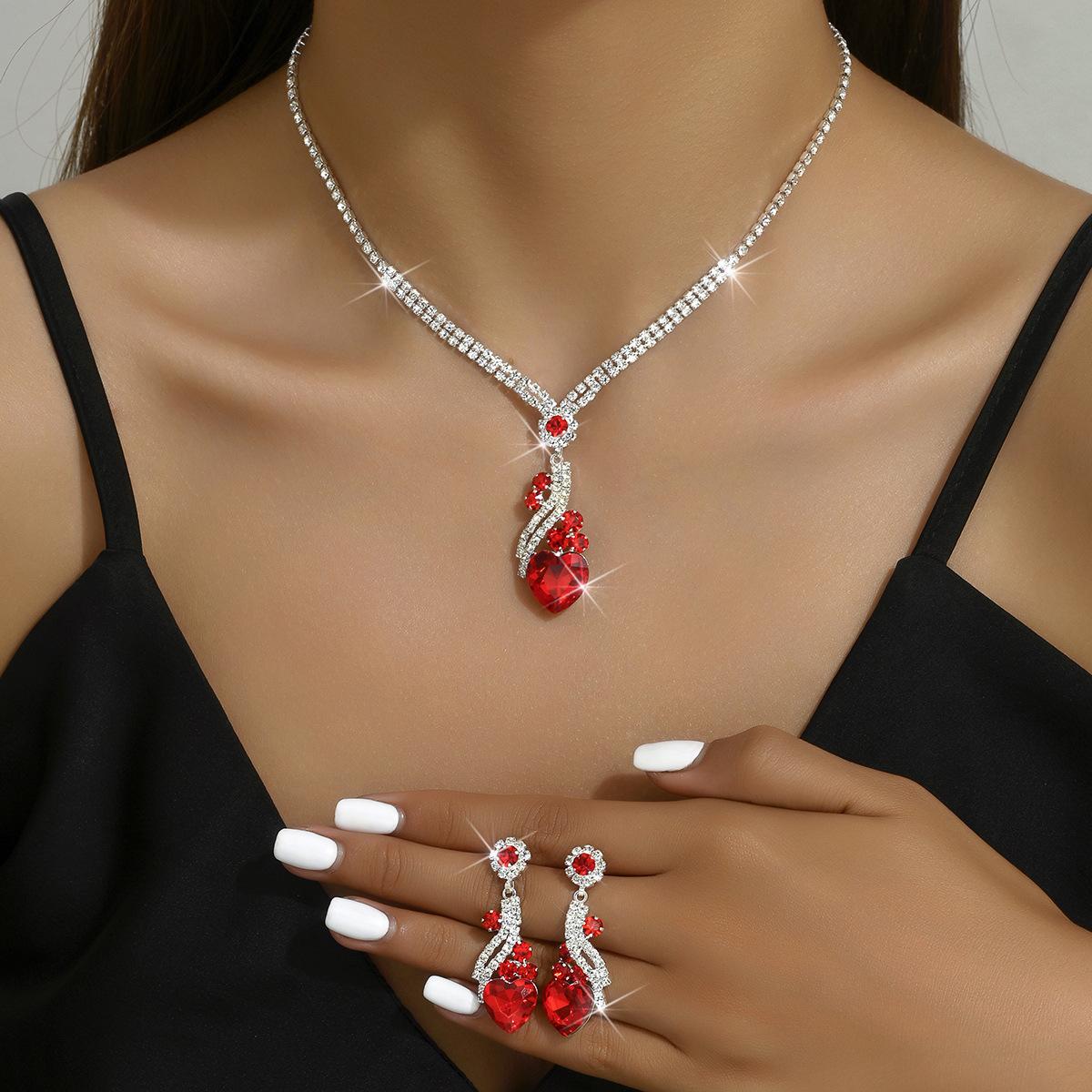 

Модный комплект ювелирных изделий ожерелье серьги для женщин дамы красный