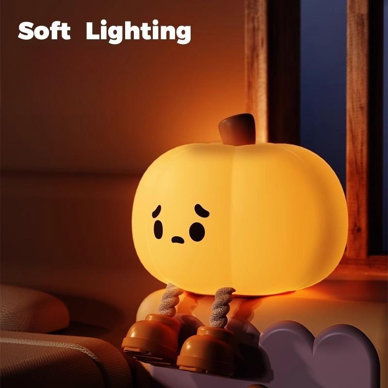 9.5cm/3.74in Halloween Pumpkin Ghost Night Warm Light Cartoon Desktop 3D Luminous Led Bedroom Decoration Collectible Funny Gifts
