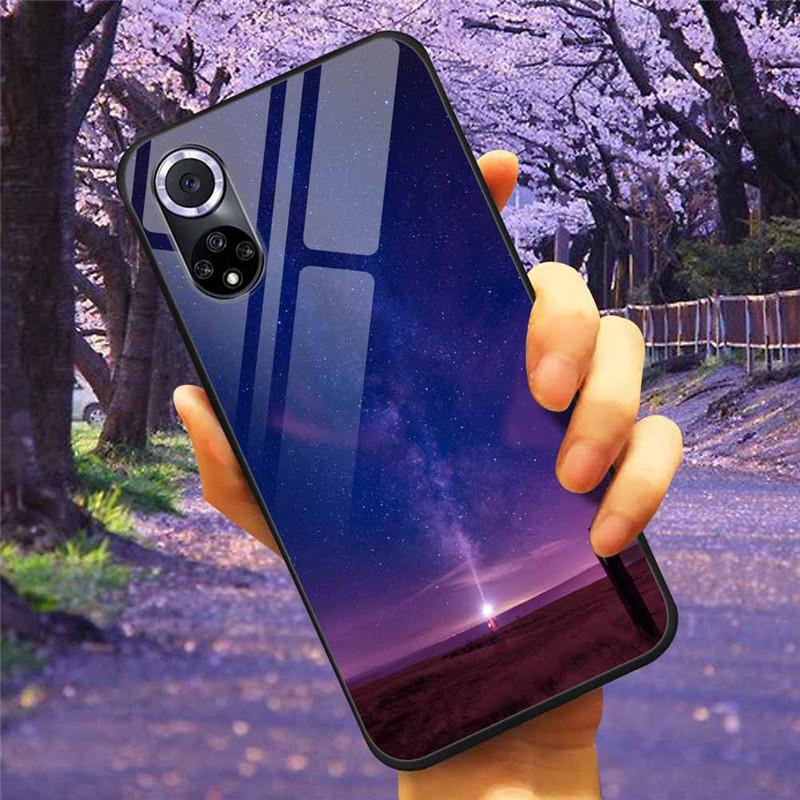 For Honor 50 Pro Case Tempered Glass Starry Marble Hard Back Cover for Huawei Honor 50 Phone Cases Honor50 Protective