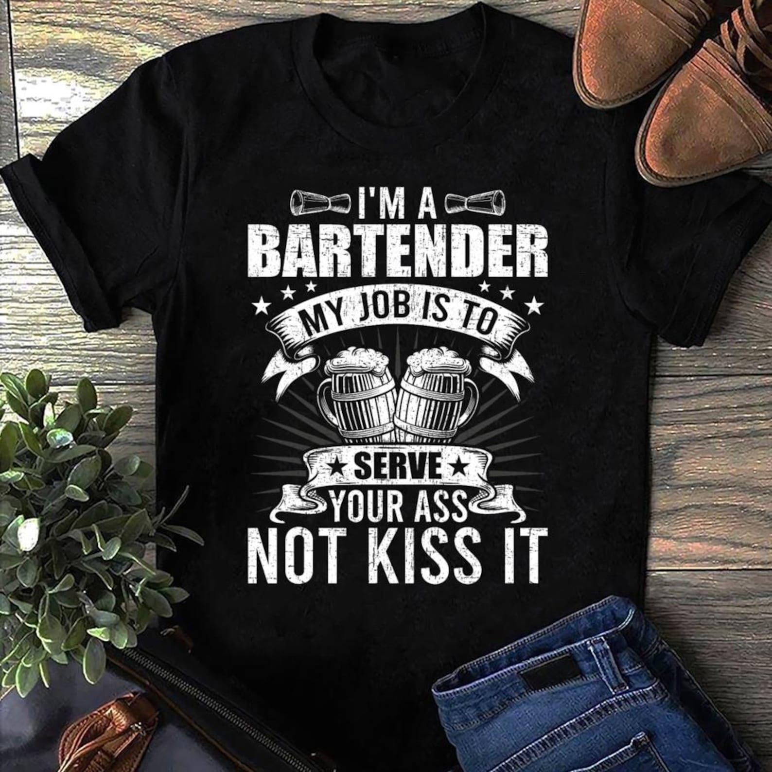 My Job Is To Server You Not Kiss Bartending Bartender Bartender, Funny Bartender Shirt, Mens Womens Bartender T-Shirt, Bartender T-Shirt 3XL