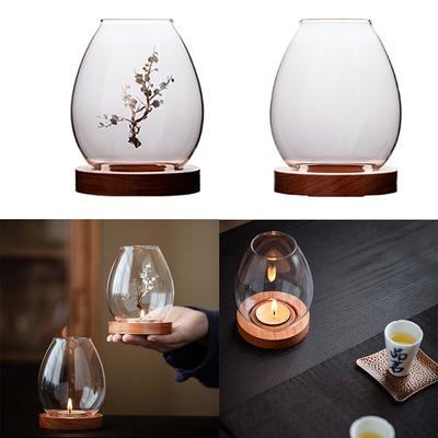 Windproof Candle Shade Glass Candle Holder Retro Oil Lamp Shape Candle Decor Romantic Dinner Household Candle Cover