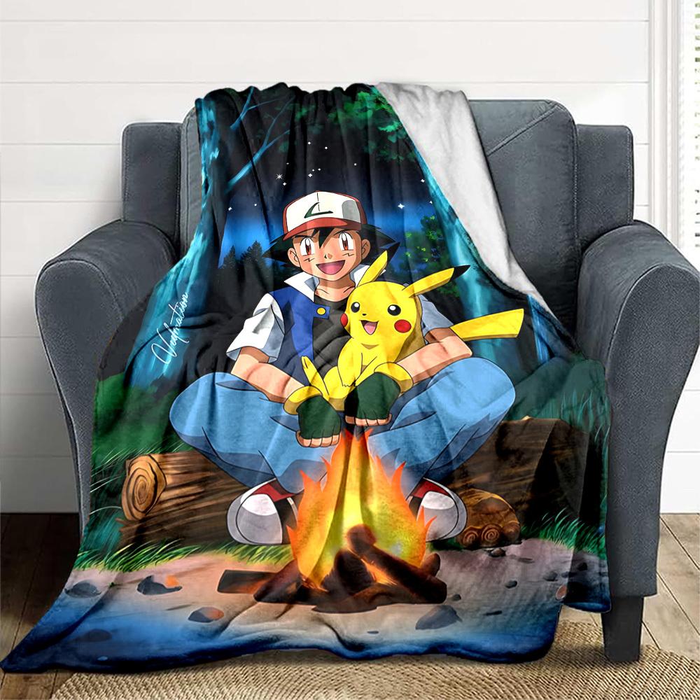 1pc Pokemon, Pikachu Blanket Lightweight Flannel Blanket Throw Blanket For Sofa, Bed, Travel, Camping, Livingroom, Office, Couch