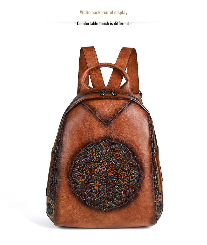 Retro Chinesischer Stil Geprägter Lässiger Reise-Rucksack mit großem Fassungsvermögen für Damen