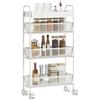 Kitchen Cart Made of Metal, 3 Baskets, Slim Design, 4 Wheels, for Kitchen, Living Room, Bathroom, White