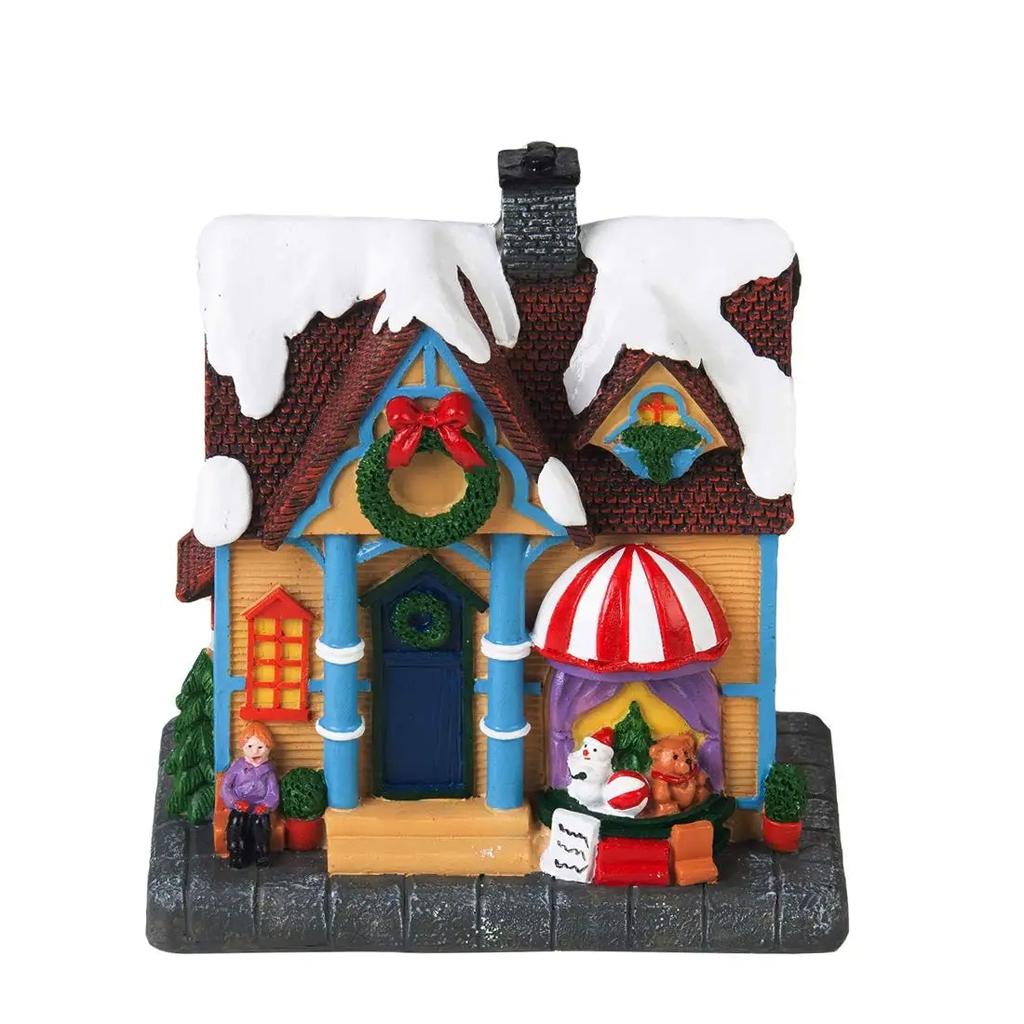 Christmas Decoration House Village with Led Lights up Collectible Building Figurine Home Desk Bookshelf Decor Holiday Indoor Use
