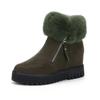 Fashion Waterproof Plush Warm Ankle Boots Women Zip Fur Faux Suede Snow Boots Non-slip Cotton Shoes Women's Winter Boots Botas Mujer