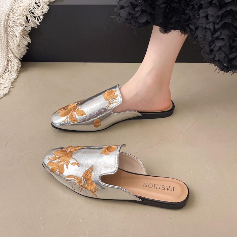 Flower Mules Women Shoes Flats Slippers New Sandals Summer Designer 2025 Dress Flip Flops Comfort Casual Slides Mujer
