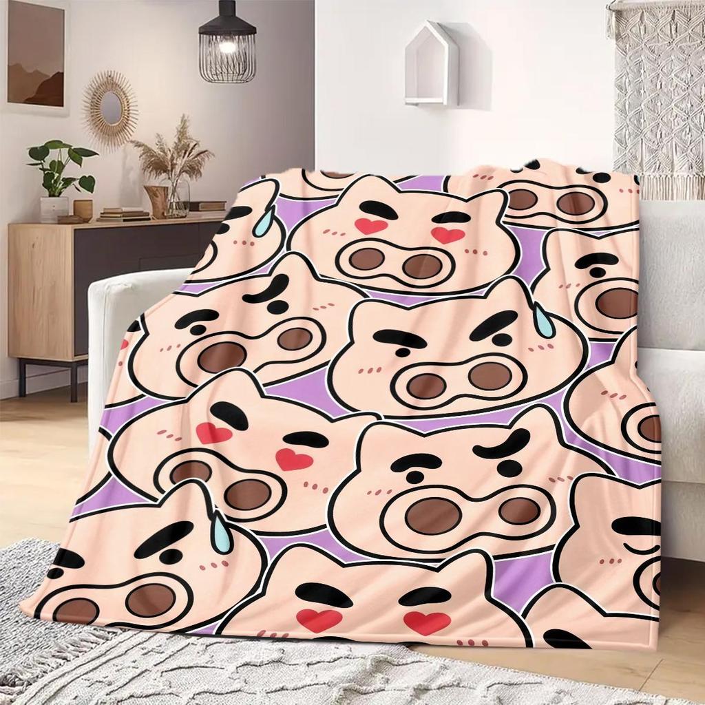 Shinchan Anime Print Blanket Warm Comfortable Flannel Blanket Suitable for Bedrooms, Sofas, Beds, Chairs, Picnics, Travel