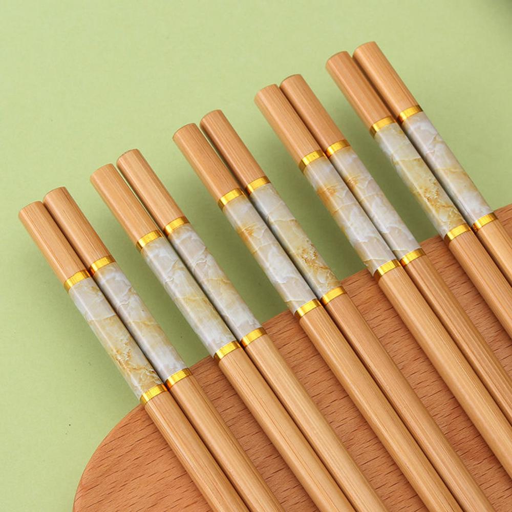 5Pairs Bamboo Sushi Anti-skid Rice Tableware Dinnerware Set Chopsticks Kitchen Supplies