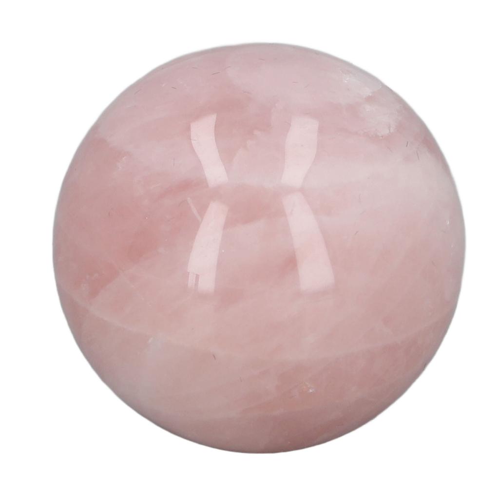 Pink Crystal Ball 2 Inch Natural Rose Quartz Sphere Ball with Transparent Base for Photography