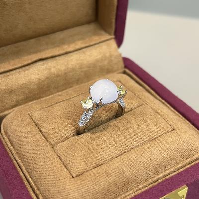 Neu in chinesischem Stil natürlicher Chalcedon gelber Diamant Ringe für Damen einfach runder weißer Ring Hochzeits Schmuck