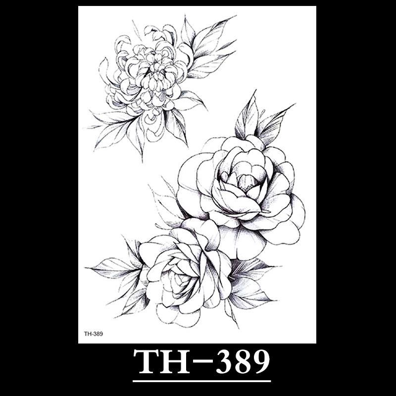Flower Arm Tattoo Sticker, Half Arm Waterproof Tattoo Sticker, Sketch Line Tattoo Sticker Tattoo