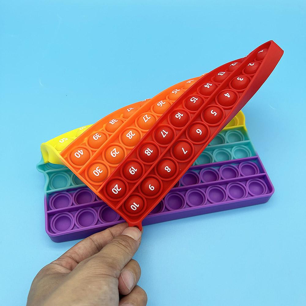 20 cm/7,9 palce 1~100 čísel velké popové matematické hračky, čtvercové barevné stlačovací bublinkové hračky pro vzdělávání