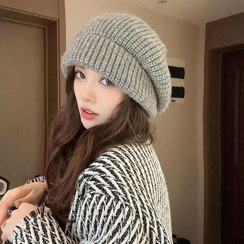 Knitted Fisherman's Hat Women's Autumn and Winter Loose Warm Beret Pile Hat Wool Hat