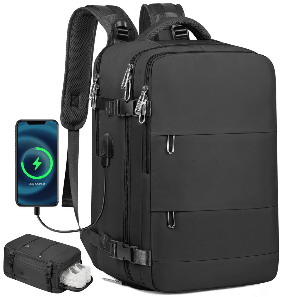 Travel Backpack for Women Men, Carry On Backpack with USB Charging Port & Shoe Pouch, Nurse Bag Daypack for Weekender Business Hiking