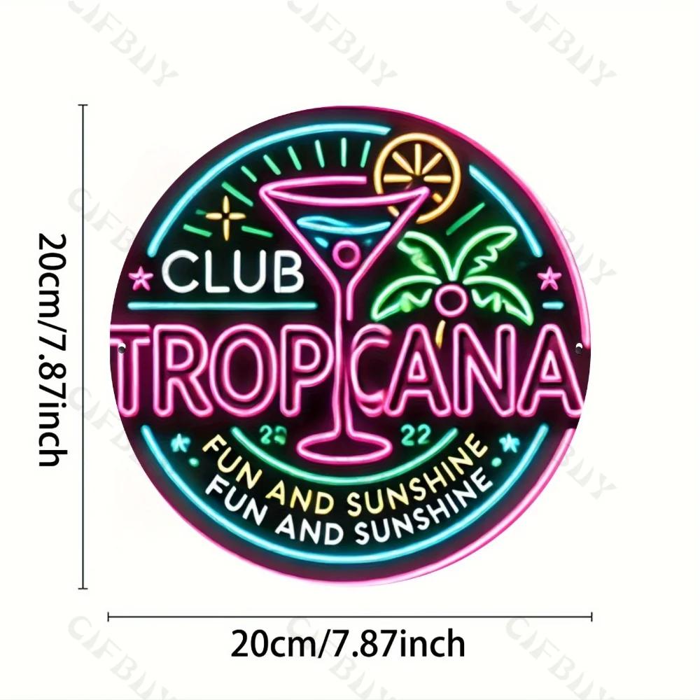 

Charming 1pc Aluminum Wall Art of Club Tropicana, Vintage Round Sign. Ideal for Home Decor, Great As A Gift for Bar, Cafe Spaces L белый