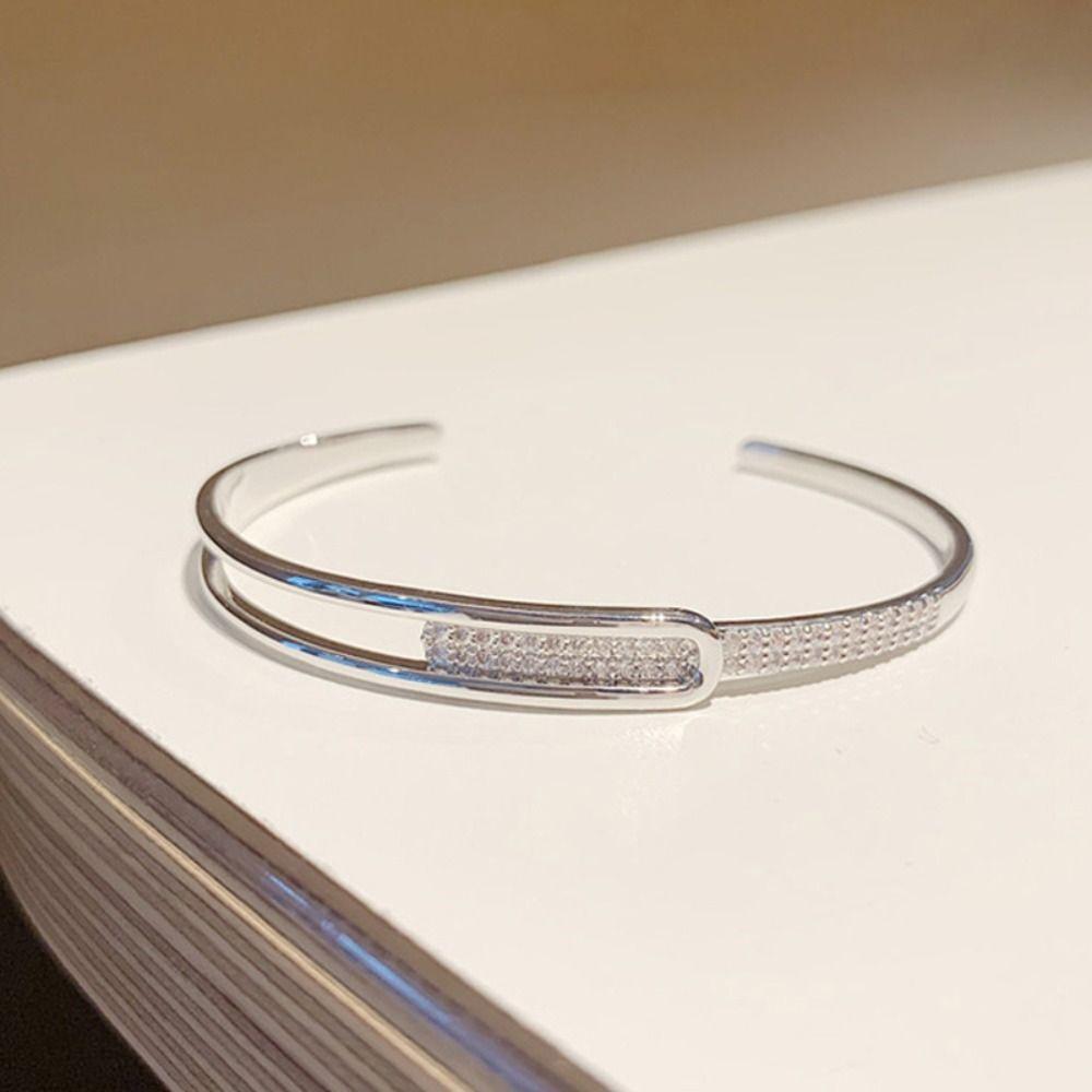 Set with Diamonds Opening Bangle Starry Sky Wrist Decoration Easy Matching Women Bracelet Party