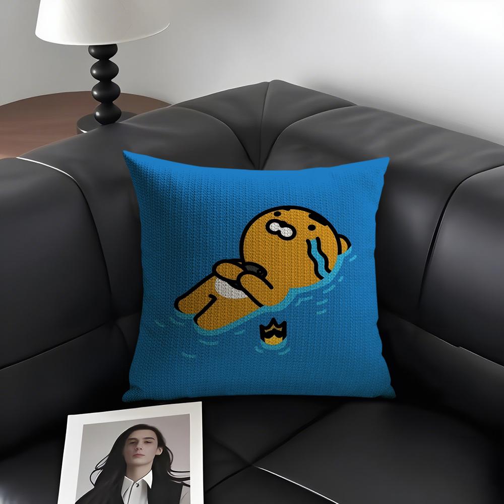 R-Ryan Kakaoo Cute Cushion Cover Natural Linen Organic Fabric Double-Sided Printing Sofa Home Decor Gift Pillow Case