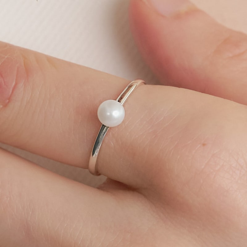 UNI.J [Cotidiano]Simple Pearl Silver Ring Ir273