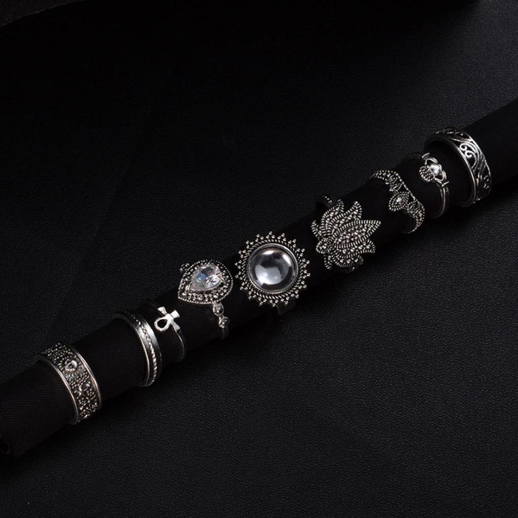 9Pcs/Set Retro Women Rhinestone Knuckle Finger Ring Jewelry Accesories Gifts