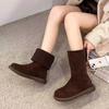 Fleece Thickened Comfortable Warm Snow Boots Suede Short Boots New Thick Heel Sleeve Martin Boots Fashion Boots