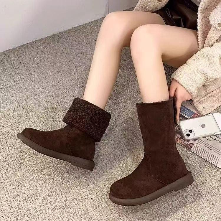 Fleece Thickened Comfortable Warm Snow Boots Suede Short Boots New Thick Heel Sleeve Martin Boots Fashion Boots