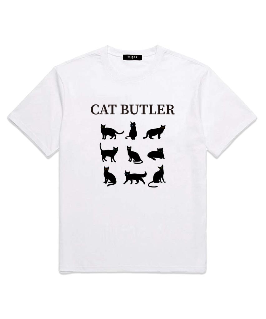Wissi Cat Butler Short Sleeve T-Shirt (Ws010) White
