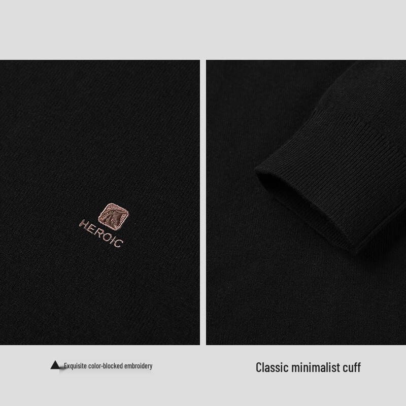 HLA Men's Round Neck Wool Blend Pullover Sweater