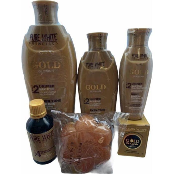 Gamme éclaircissante - Pure White Gold - 6 pièces - Sans parabène - 400ml, 100ml, 200ml