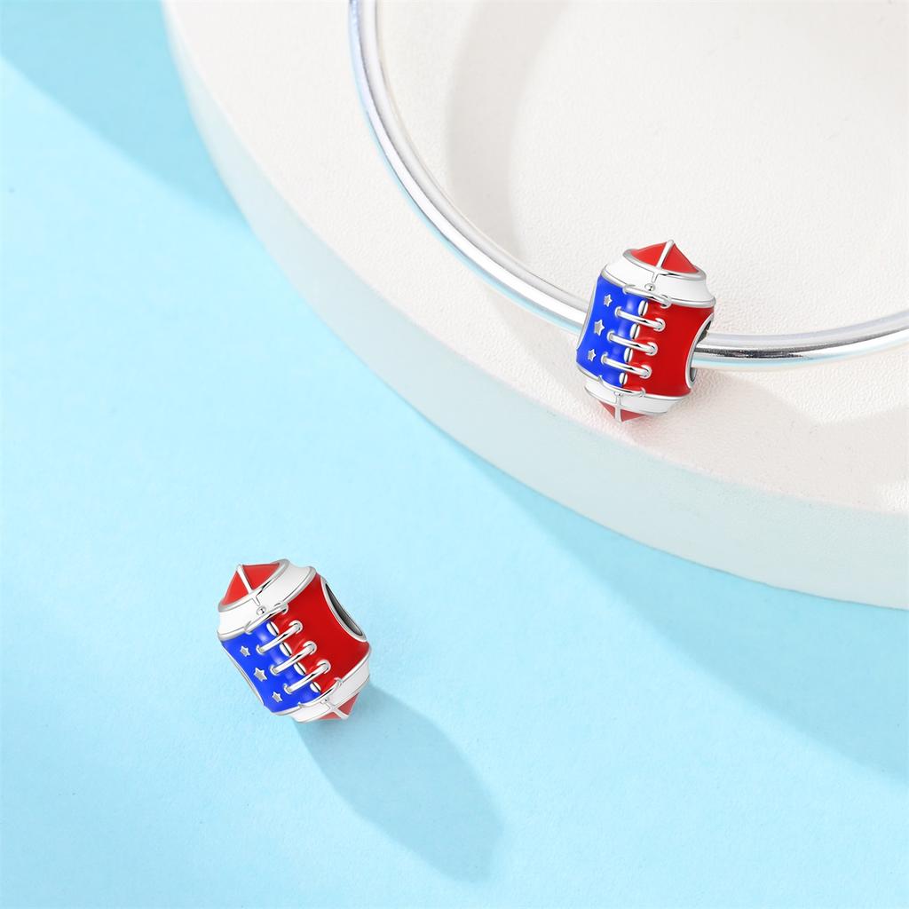 S925 Silver Plated Heart Shaped American Flag Western Cowboy Hat Charms Beads Fit Original Bracelet Fine DIY Birthday Jewelry
