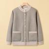 Mother Wife Autumn and Winter Clothes Fleece Clothes Year 0 Grandma Cardigan Jacket Middle Elderly Sweater Jacket