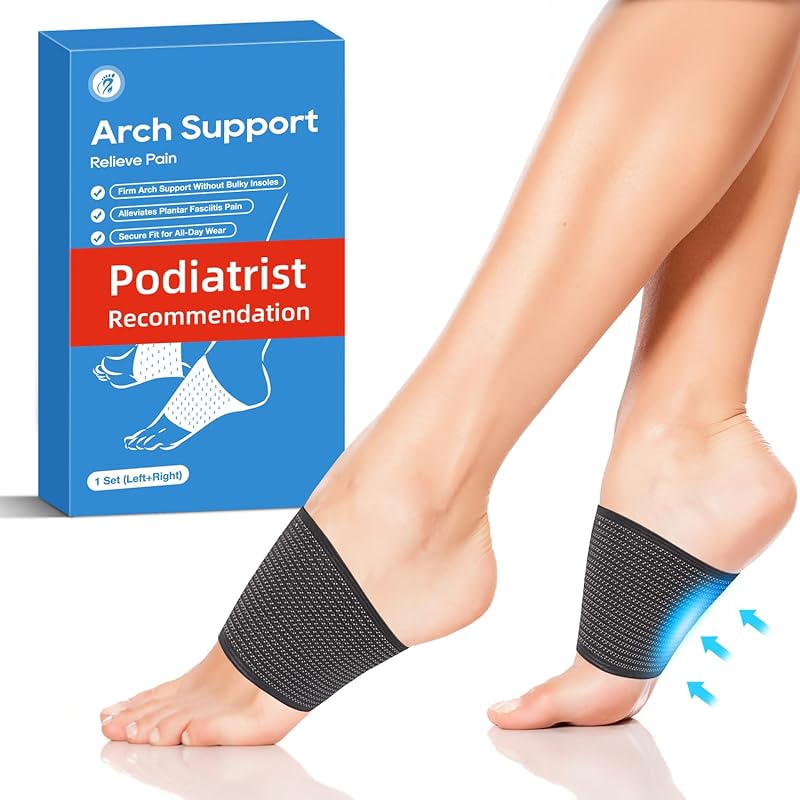1 Pair Copper Arch Support, Plantar Fasciitis Relief Arch Support Compression Sleeves for Women & Men, Foot Brace for Feet Pain Relief, Swelling, 1 Pair чёрный