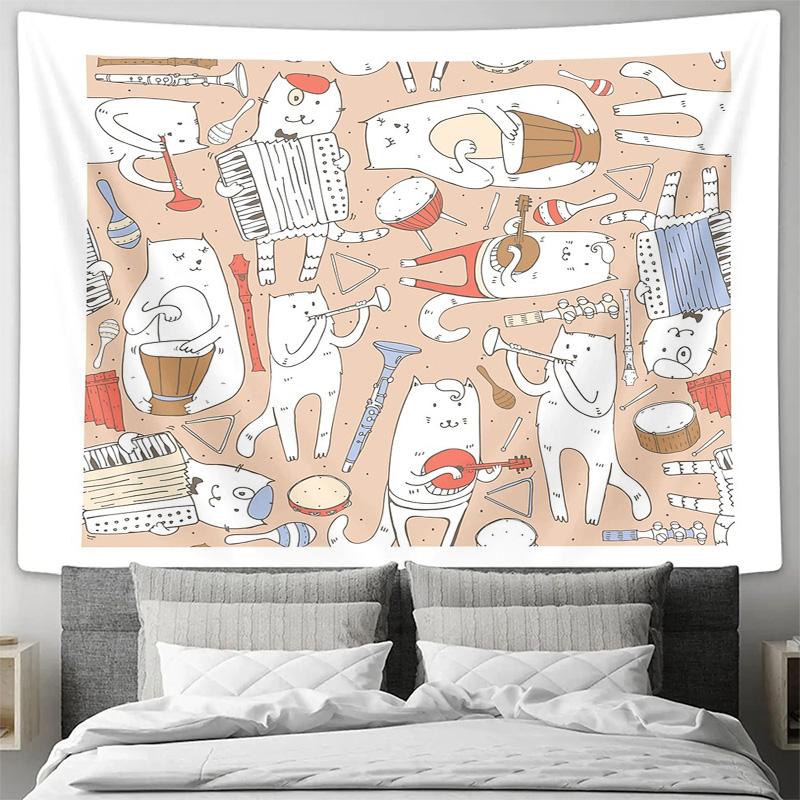 Music Tapestry Vintage Orchestra Wall Hanging Bohemian Home Decor Aesthetic Room Decor Festival Backdrop Musical Gift Wall Art