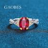 Egg-Shaped Pigeon Blood Red & Golden Yellow S925 Silver Women's Engagement Ring
