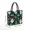  Christmas Santa Pattern Tote Bag Portable Large Capacity Shoulder Bag for Holiday Daily Use Shopping