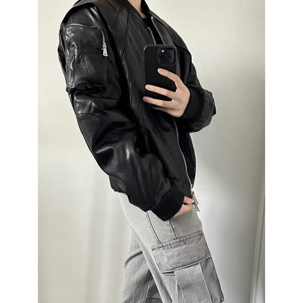 New ins trendy snake pattern leather spell a coefficient leather jacket versatile lazy Harajuku temperament simple literature and art