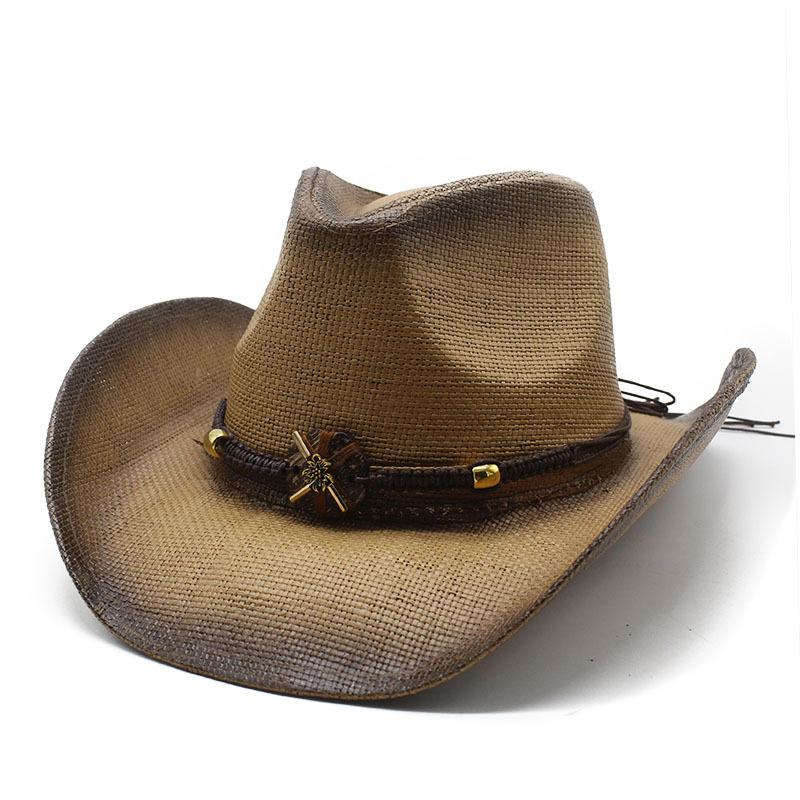 Spray Painted Cowboy Straw Hat Personalized Characteristic Hat Handmade Western Cowboy Hat Ethnic Sun Hat