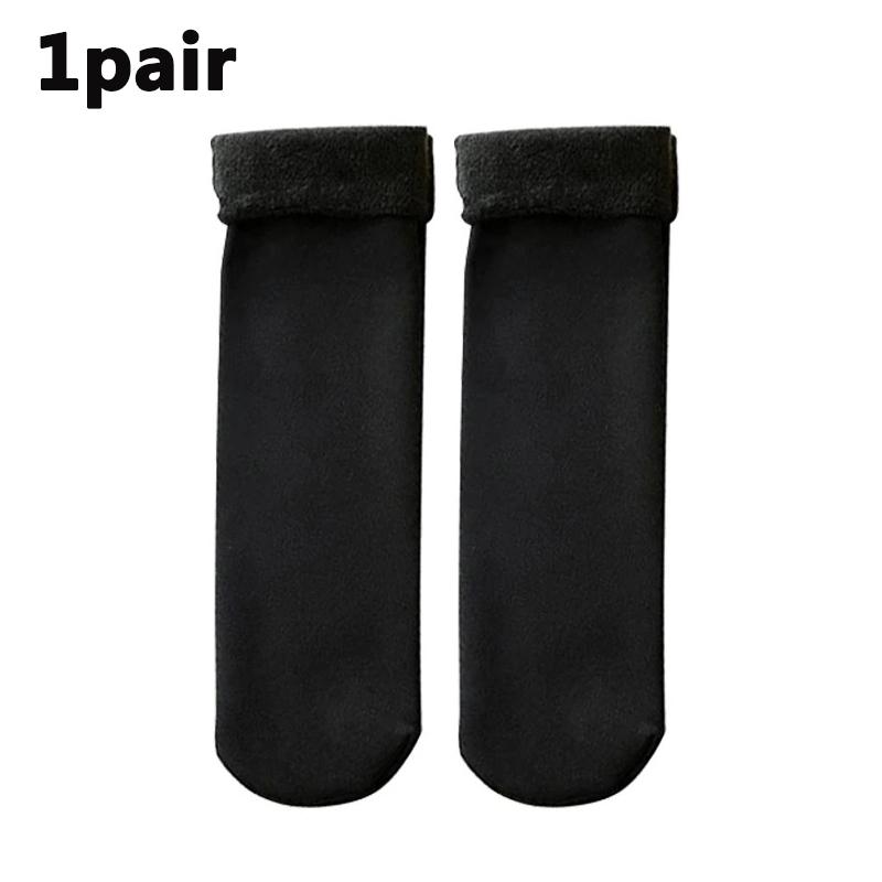 Winter Warm Solid Women Socks Thicken Thermal Socks Wool Cashmere Black Skin Seamless Snow Sock Velvet Unisex Socks