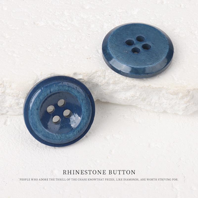 

5pcs Dyed And Made Old Beef Bone Button Coat Trench Coat Suit Buttons Chinese Jacket Sweater Cardigan Button Accessories Blue Glossy 20mm