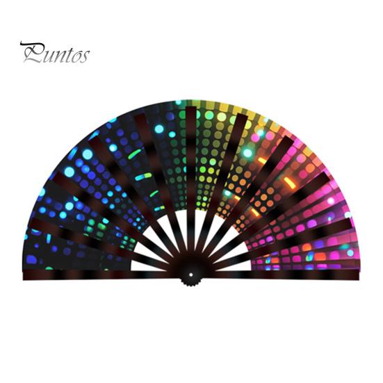 מניפה מתקפלת פלואורסצנטית UV קלת משקל מניפה ידנית לריקוד קונג פו מניפה ניידת לקירור קיץ קישוט אביזרי מסיבה