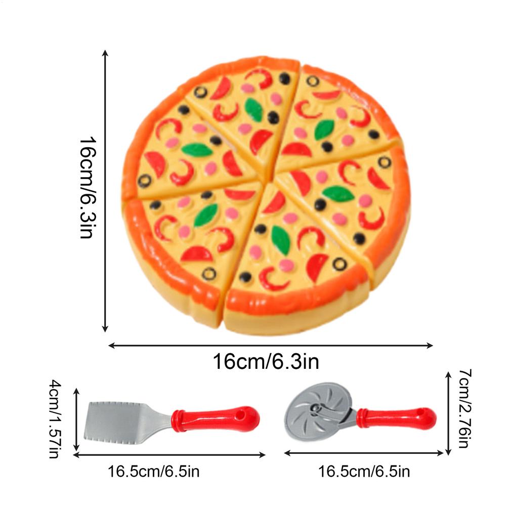 Kids Pizza Cutting Toy Kitchen Play Accessories, Pretend Cooking Food Fake Pizza Pie Playset for Kids Indoor Play
