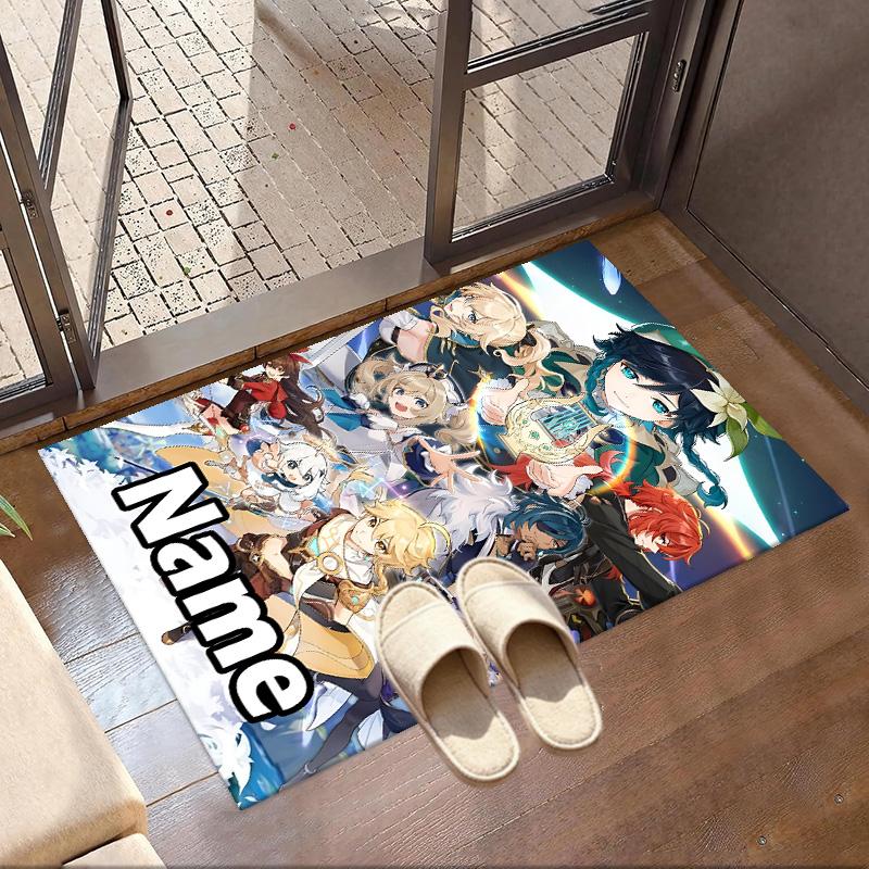 Custom Name Personalized Genshin Impact Print Carpet, Versatile Home Decor Rug, for Playroom, Apartment, Balcony, Entryway, Hallway Gift