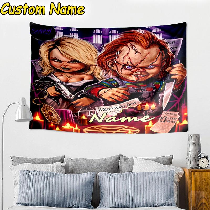 Custom Name Tapestry Chucky Tapestry Room Decoration Wall Hanging for Living Room Bedroom, dormitory, Birthday and Christmas gifts