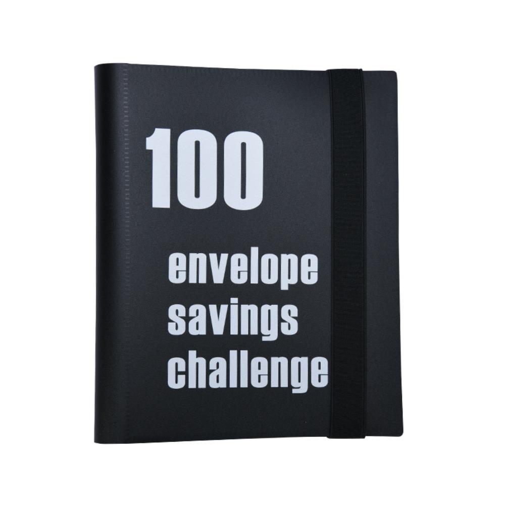 

Блокнот для сбережений на 100 дней, PP-конверт, челлендж сбережений, подарок на Рождество, Новый год чёрный
