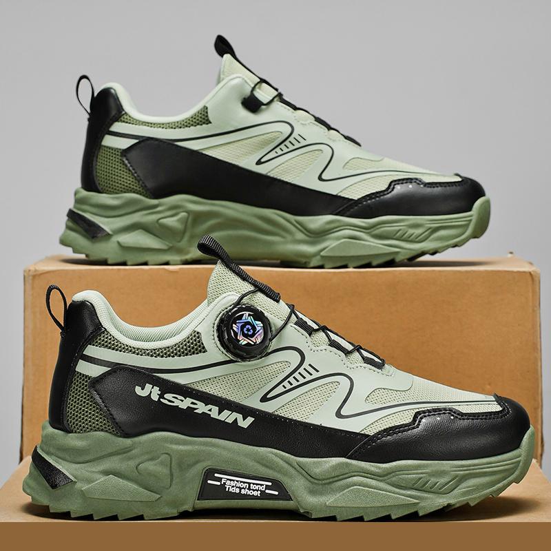 Atmungsaktive Weichsohlen-Sneaker Herren-Freizeit-Sportschuhe vier Herbst-Neuheiten rotierende Schnürsenkel Komfort Outdoor Laufschuhe