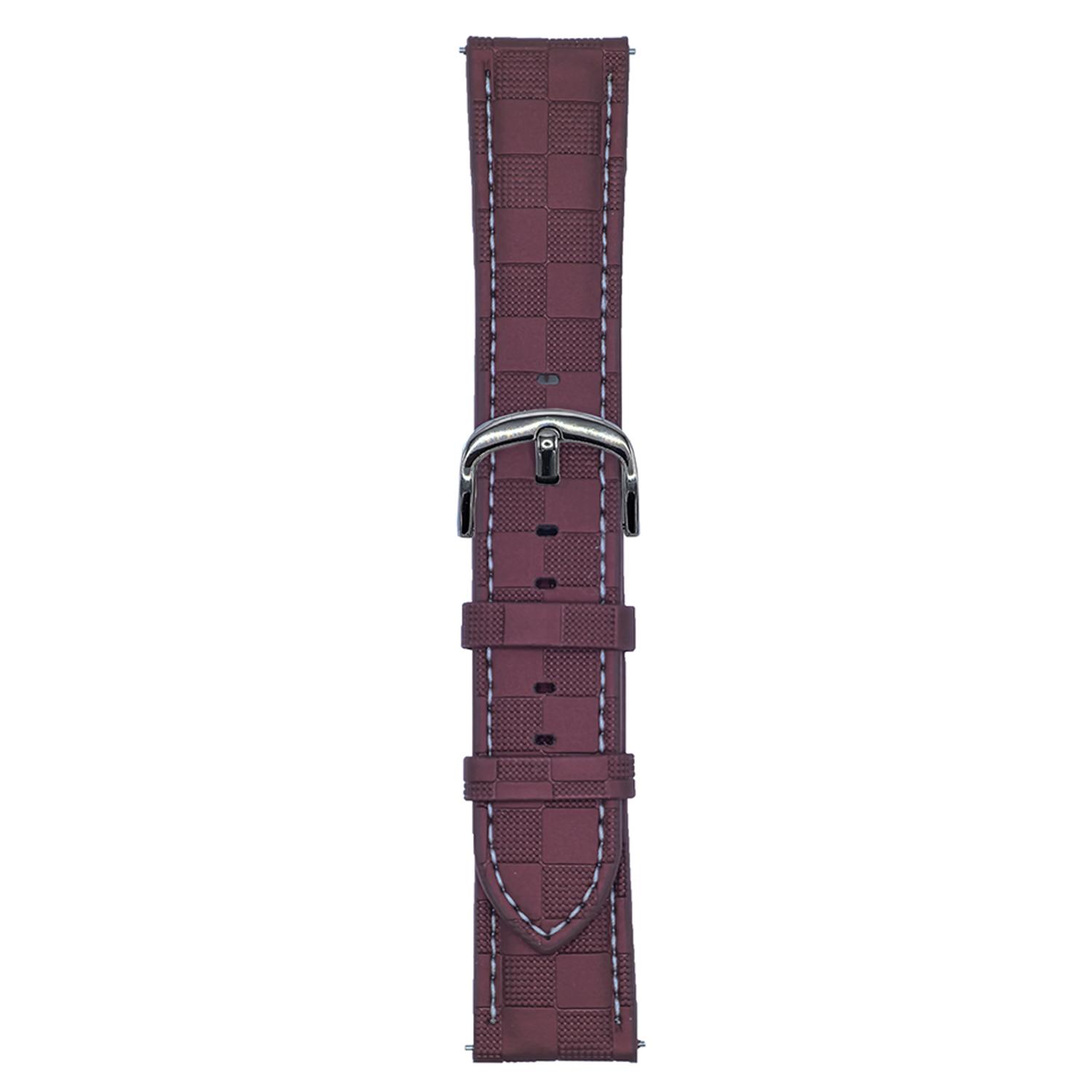 

For Huawei Watch GT 5 46mm Plaid Texture Watch Band 22mm Adjustable Leather Wrist Strap Wine Red