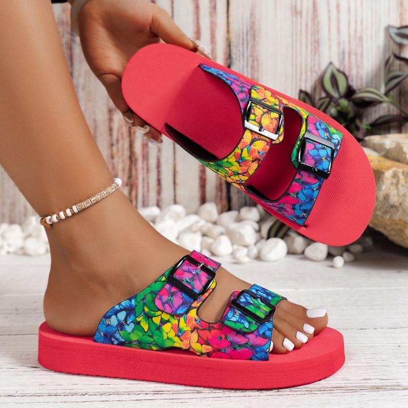 Button-up Double-breasted Thick-soled Women's Shoes for Beach Comfort, Lightness and Flip-flops