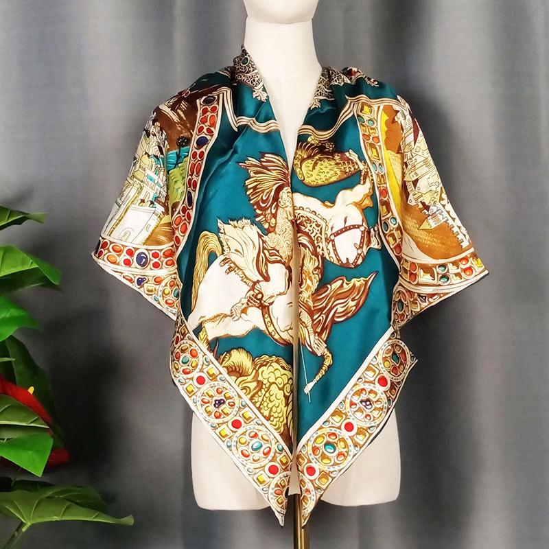 2024 New Style Large Square Scarf: 110 Mulberry Silk with Hand-Rolled Edges